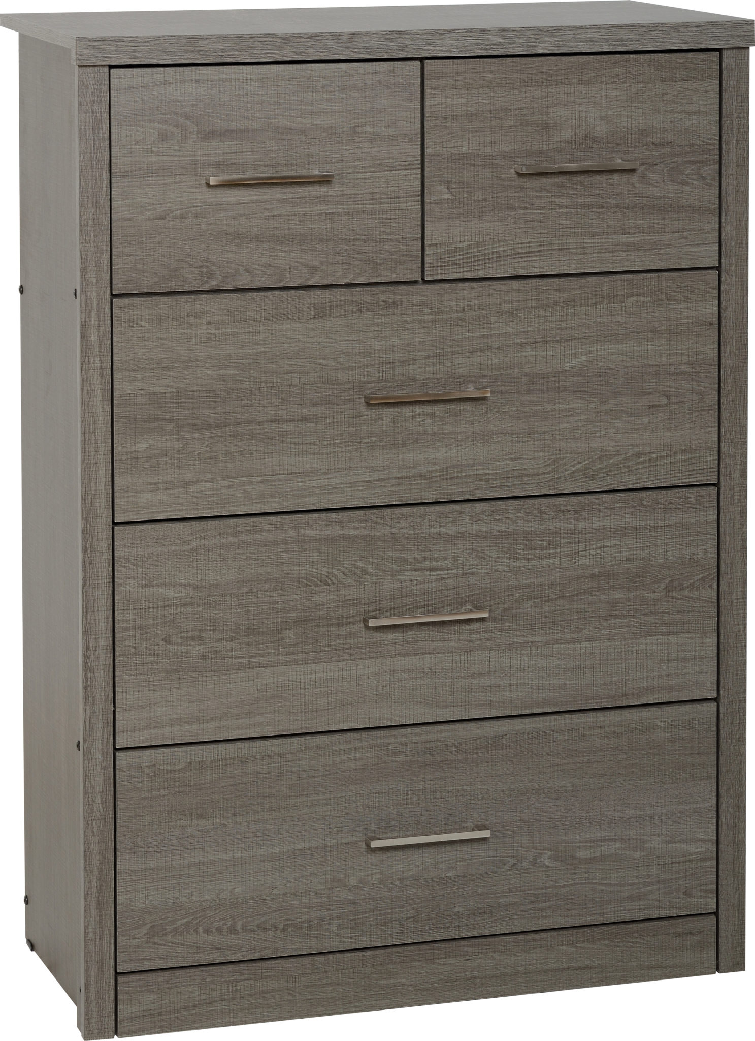 Lisbon 3+2 Drawer Chest In Black Wood Grain - Click Image to Close